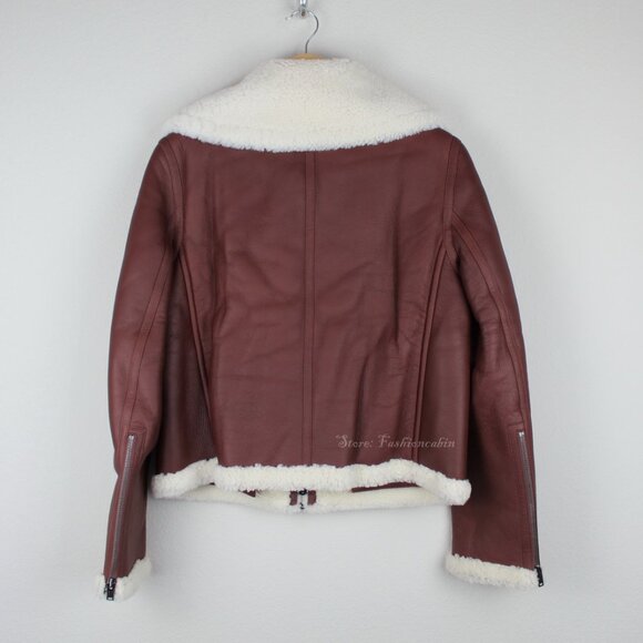 NWT Theory Genuine Shearling Cozy Moto Jacket - Picture 4 of 16